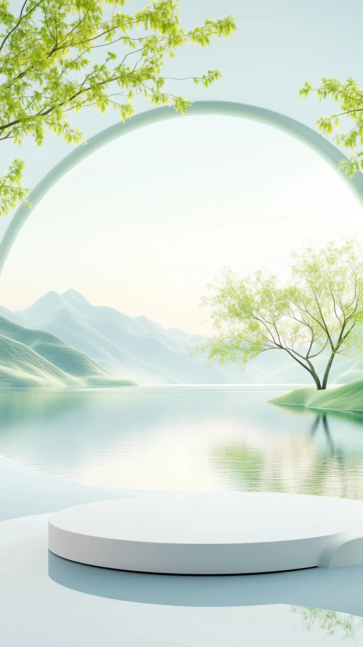 Minimalist 3D Riverside Scene Midjourney提示词