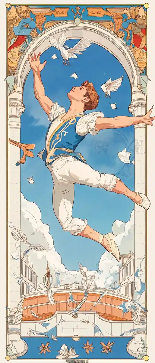 Art Nouveau Ballet Dancer Midjourney提示词