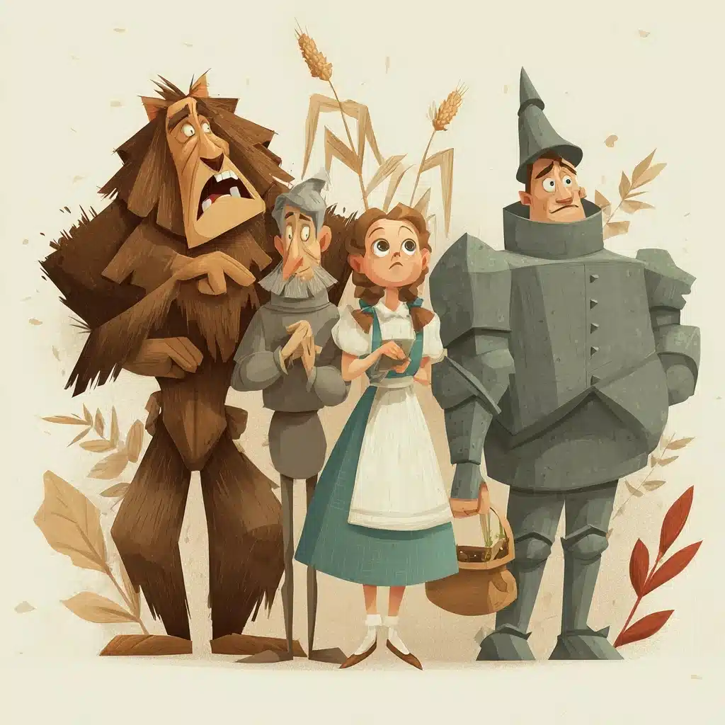 Cartoon Wizard of Oz Midjourney提示词