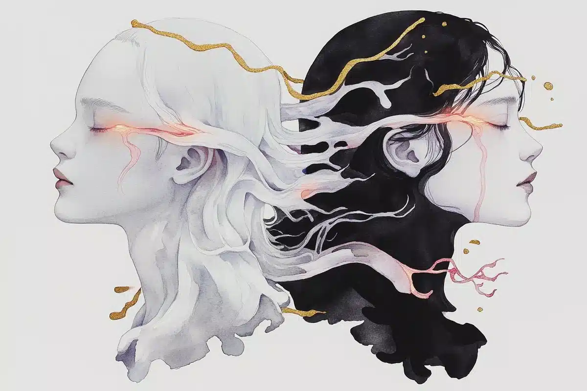 Watercolor Gemini Profiles Midjourney提示词