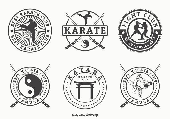 复古武术和空手道矢量徽章