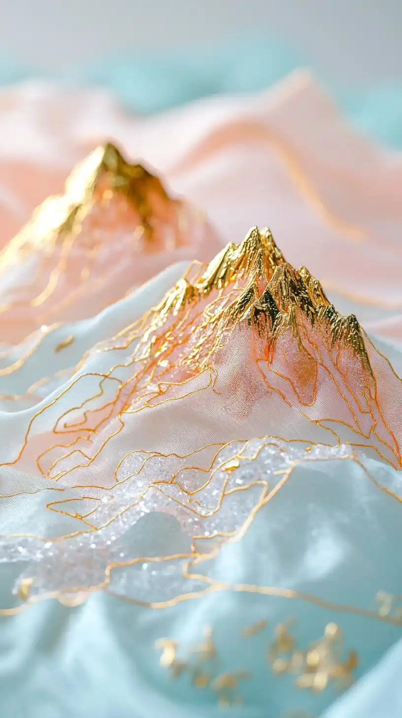 Geometric Mountains in Silk Midjourney 提示词生成效果