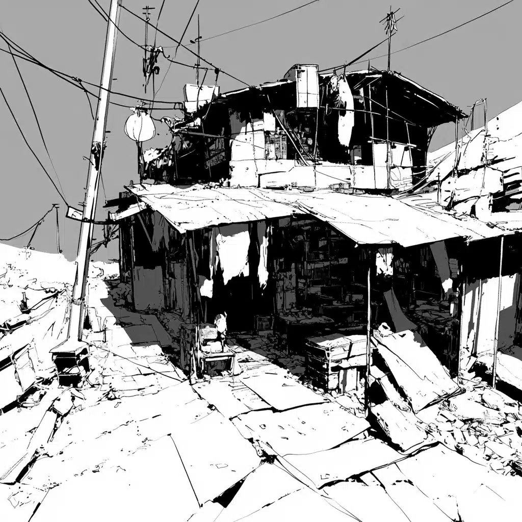 Butcher Shop in Slum Midjourney提示词
