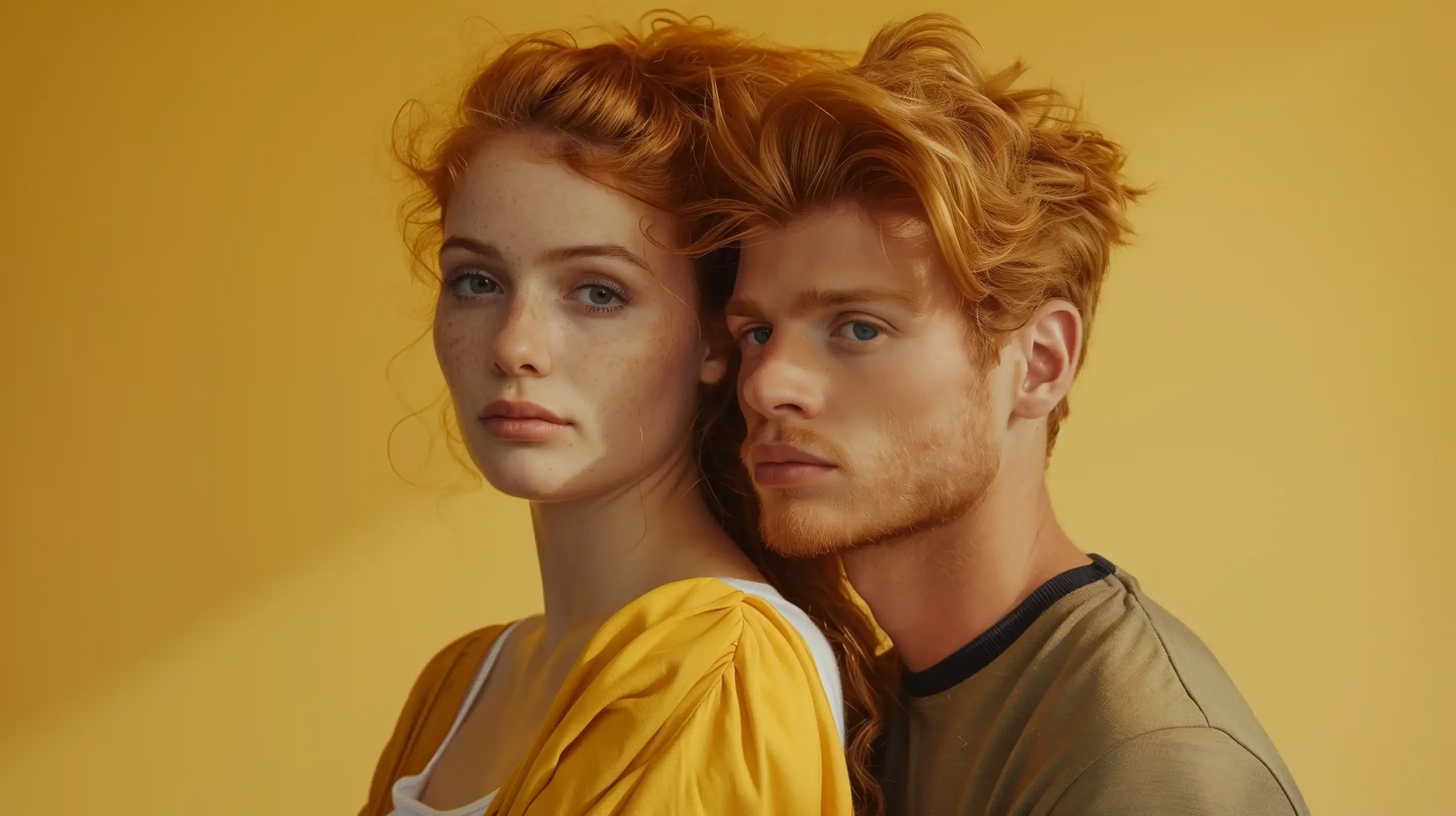 Ginger Couple with Laptop Midjourney提示词