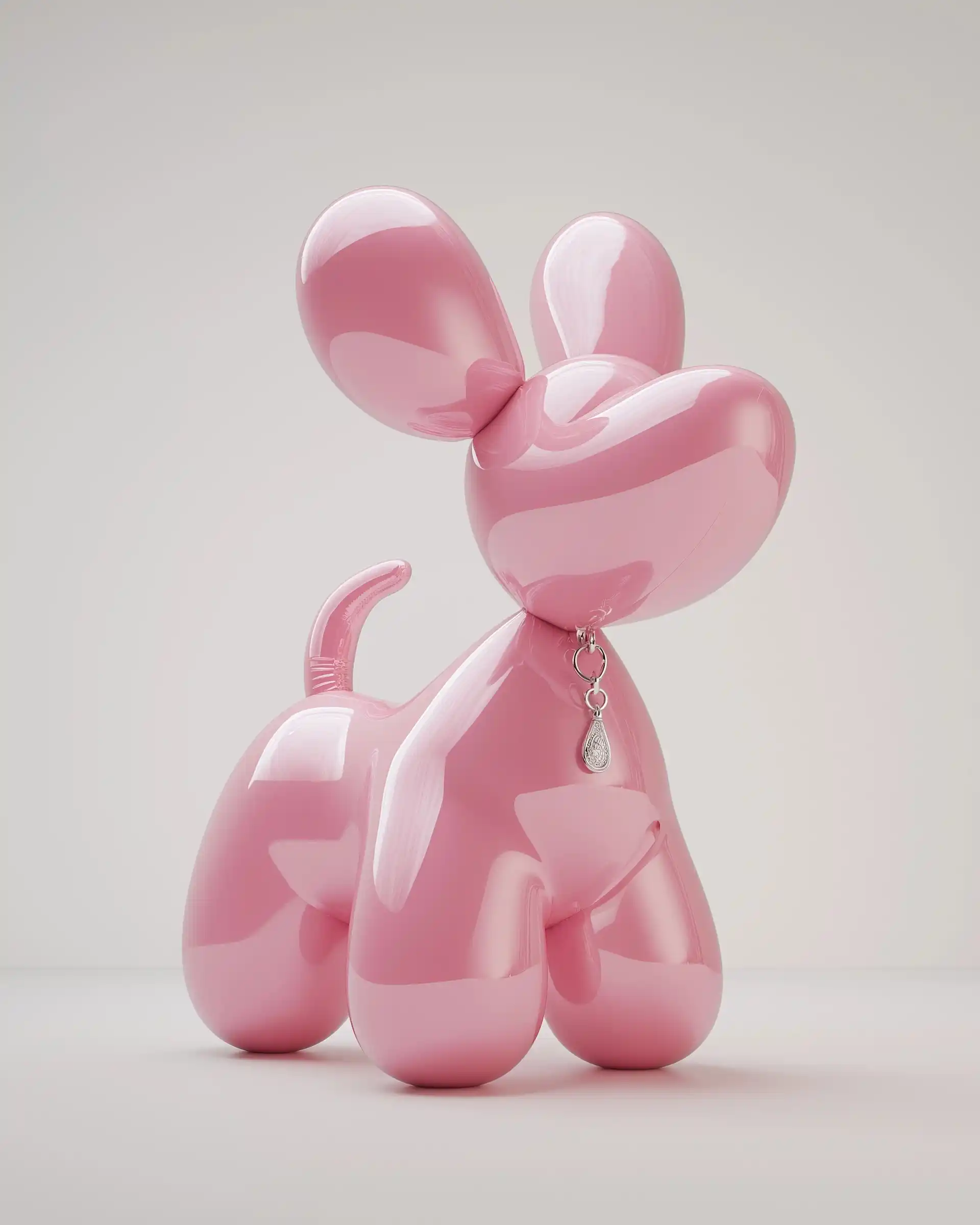 Glossy Pink Balloon Dog Midjourney提示词