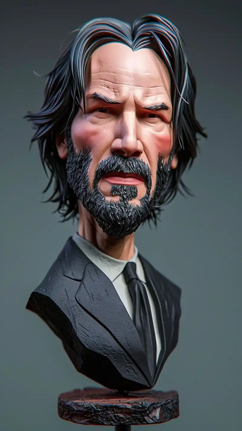 Extreme Caricature Keanu Reeves Midjourney提示词