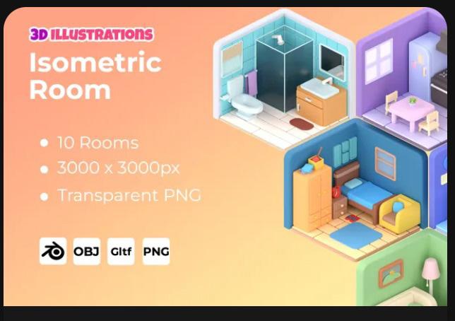 3D Isometric Room