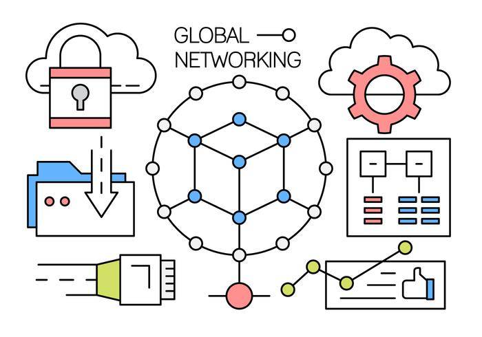 免费线性全球网络矢量图标