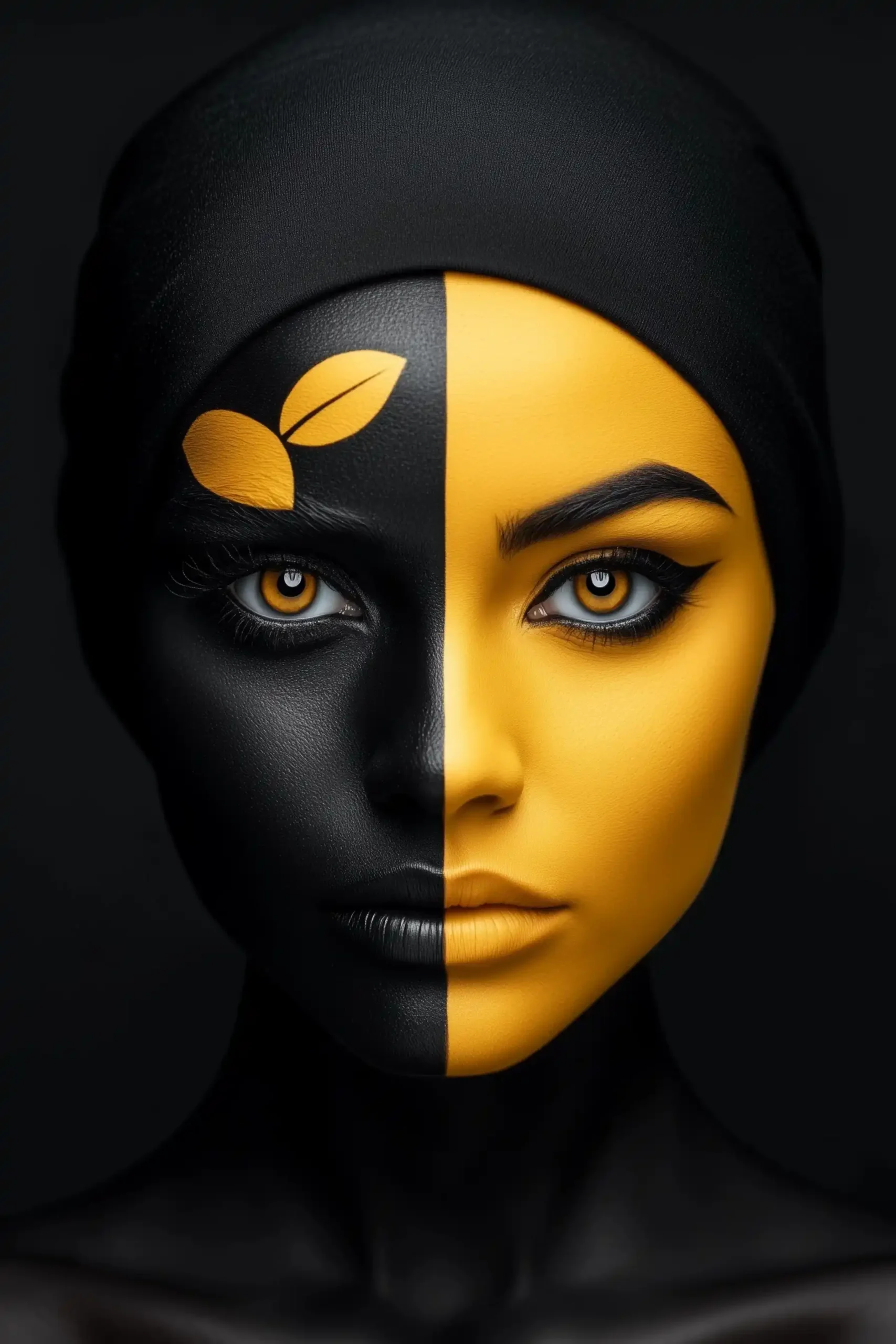 Minimalist Yellow and Black Face Midjourney 提示词生成效果