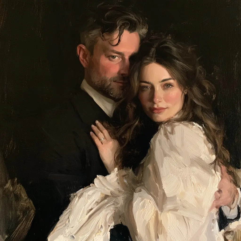 Sargent Style Couple Portrait Midjourney提示词