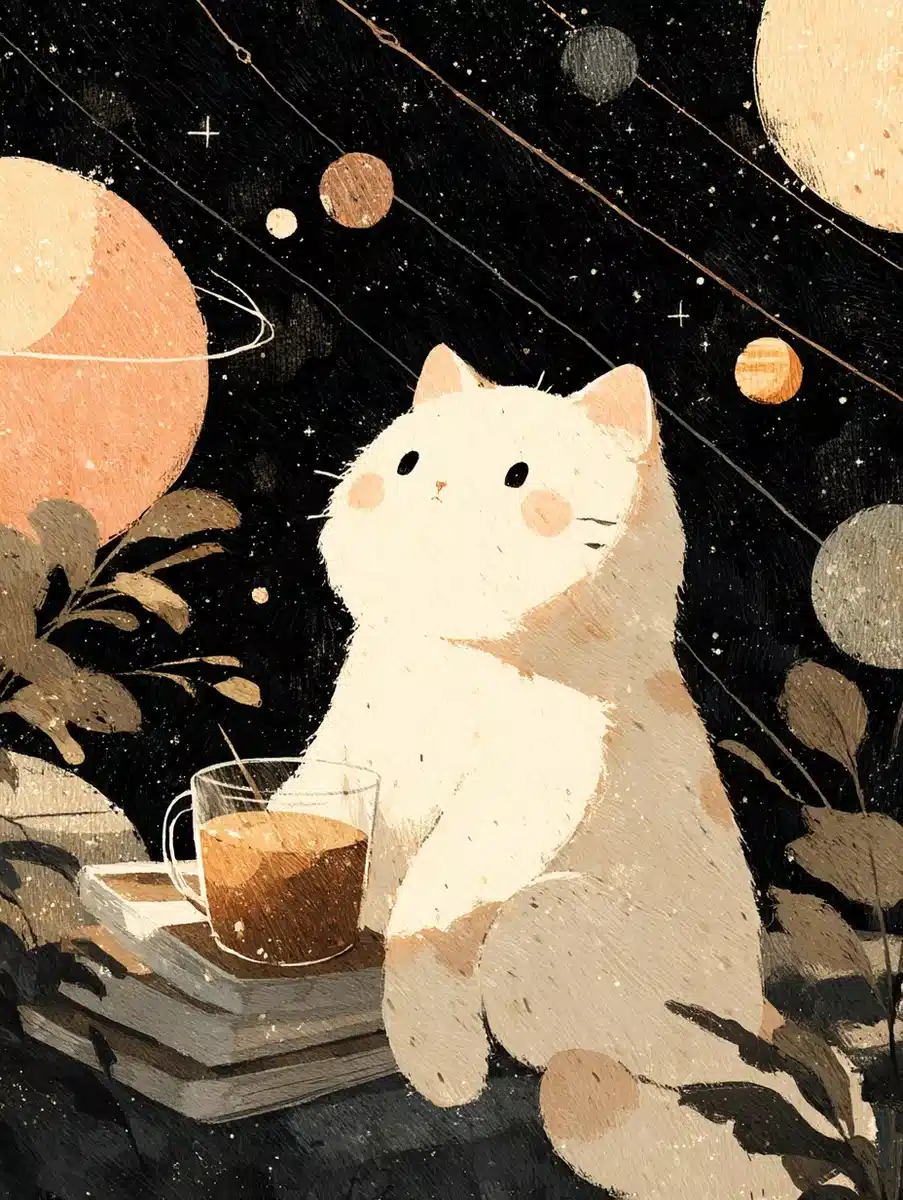 Dreamy Cat in Space Midjourney提示词
