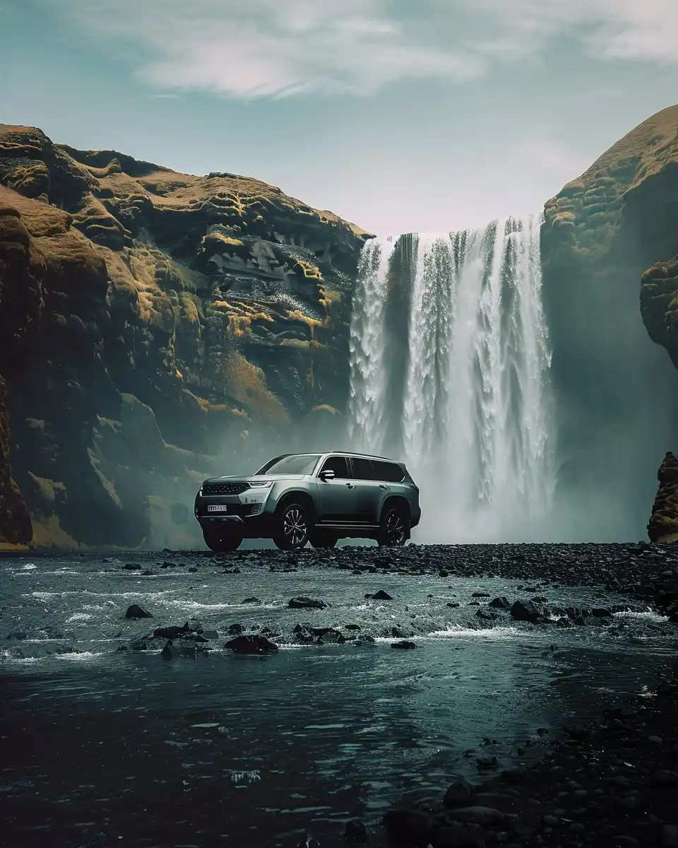 Silver SUV in Nature Midjourney提示词