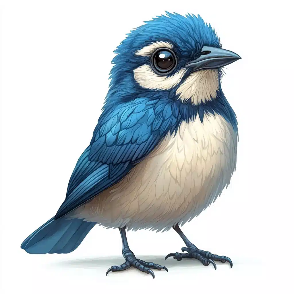 Cartoon Bluebird Illustration Midjourney提示词