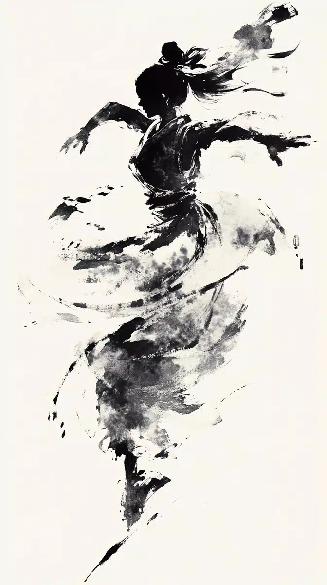 Dynamic Dancers in Ink Midjourney提示词