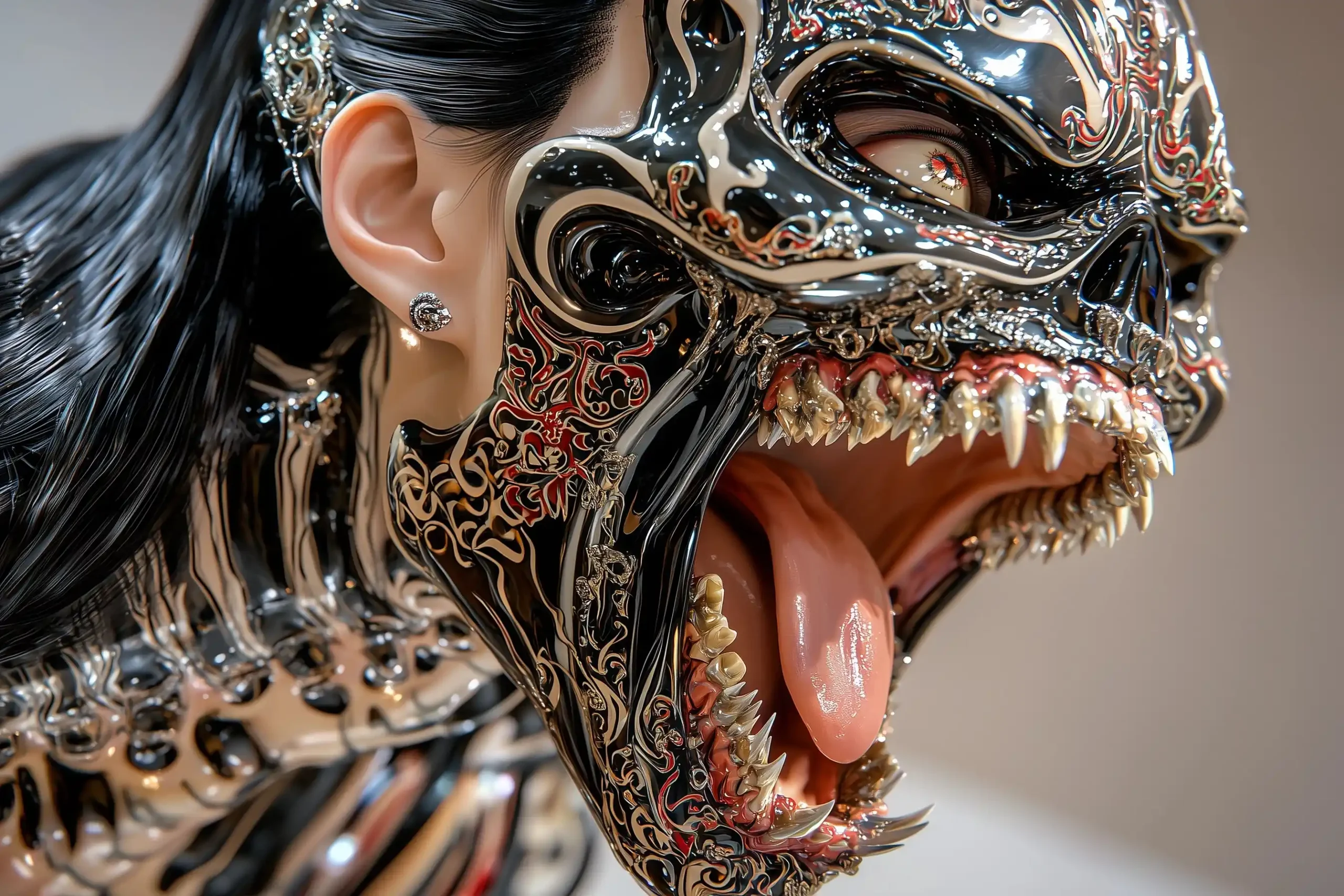 3D Black Metal Singer with Wings Midjourney提示词