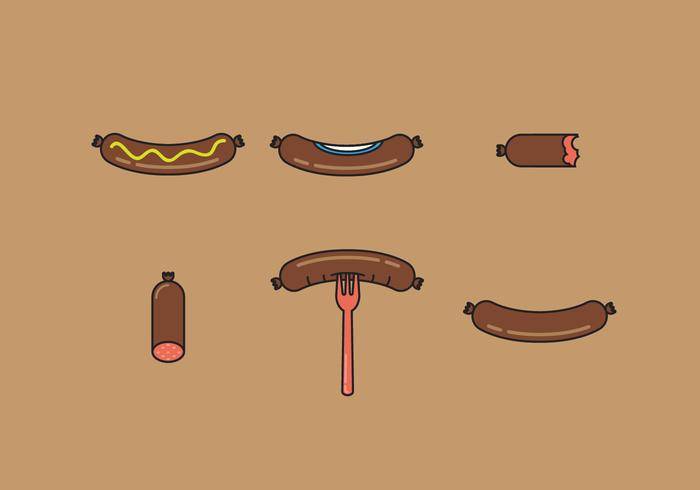 多味腊肠矢量插图