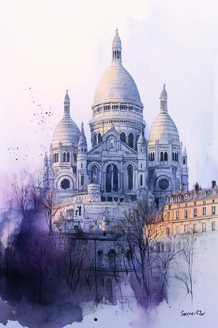 Watercolor Sacr-Cur Detail Midjourney提示词