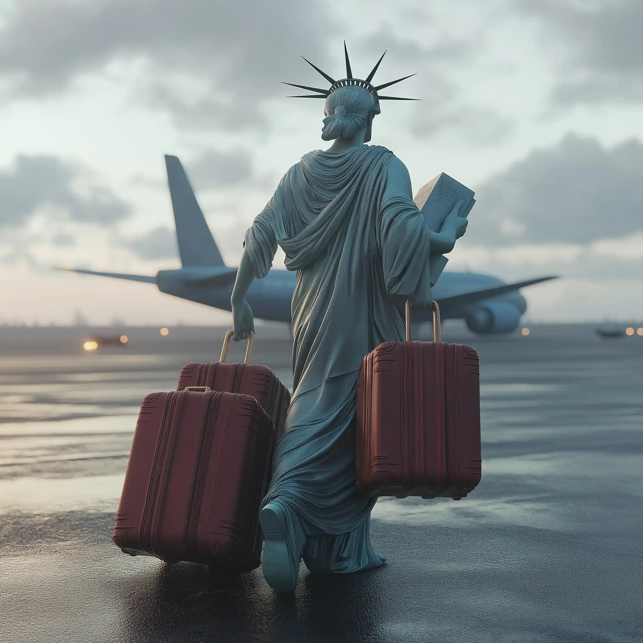 Realistic Liberty on Tarmac Midjourney提示词