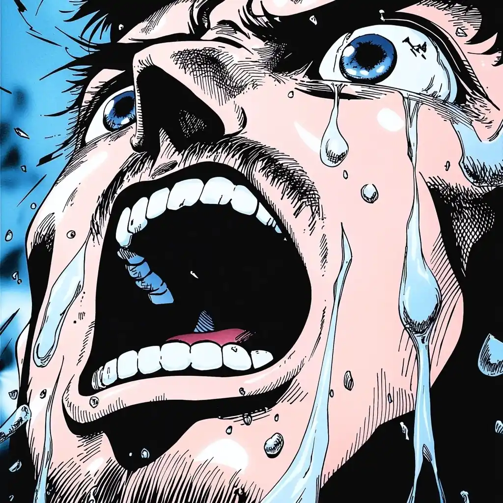 Crying Man Waterbrush Illustration Midjourney 提示词生成效果