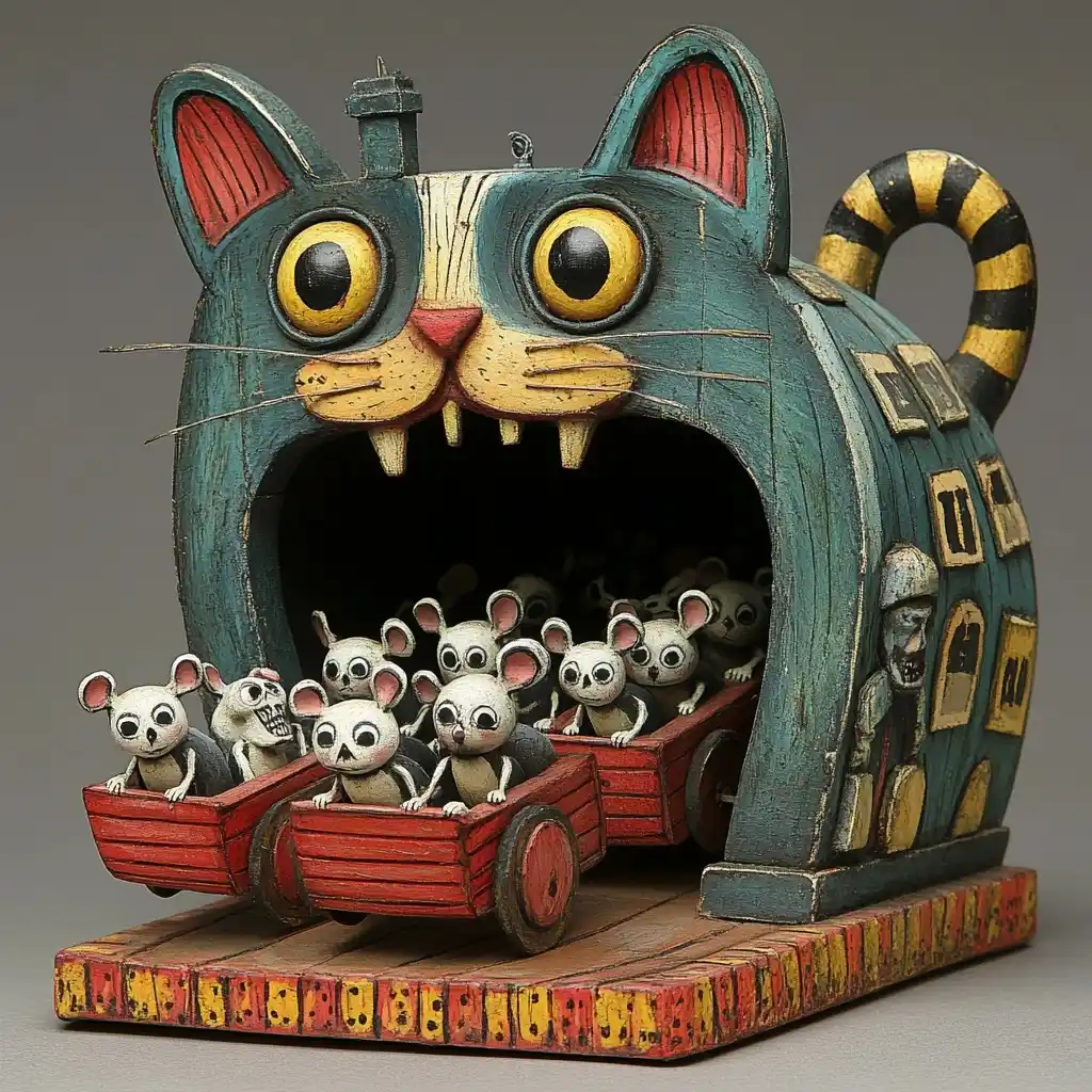 Carnival Automata Cat Tunnel Midjourney提示词