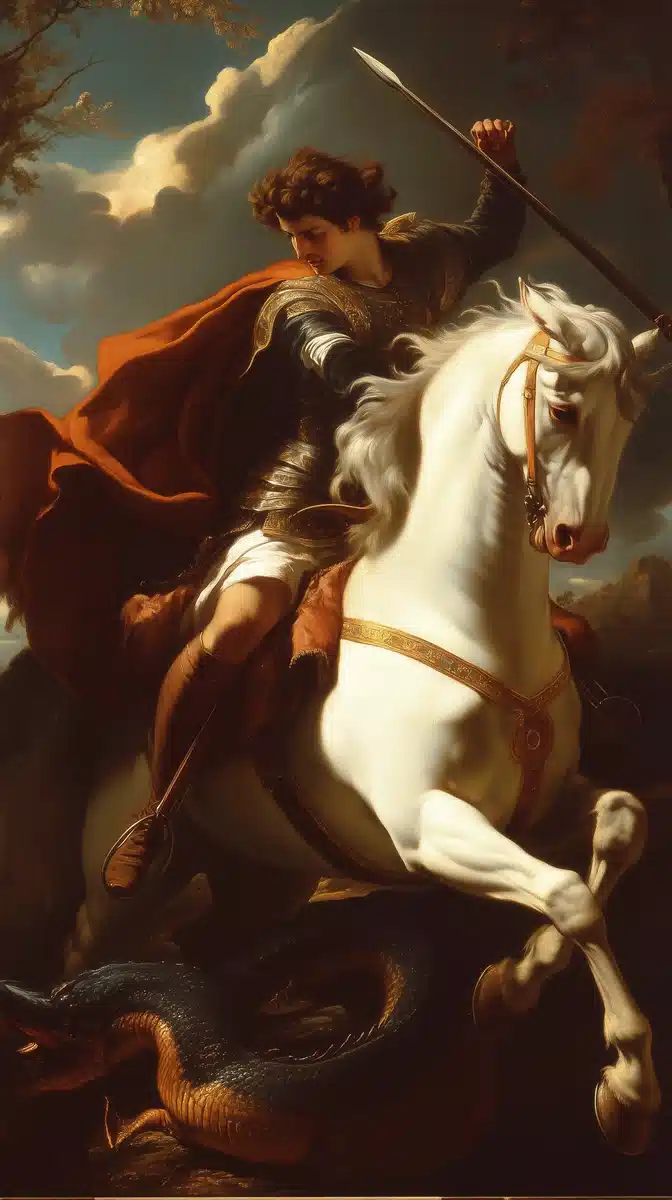 Baroque St George Equestrian Midjourney提示词