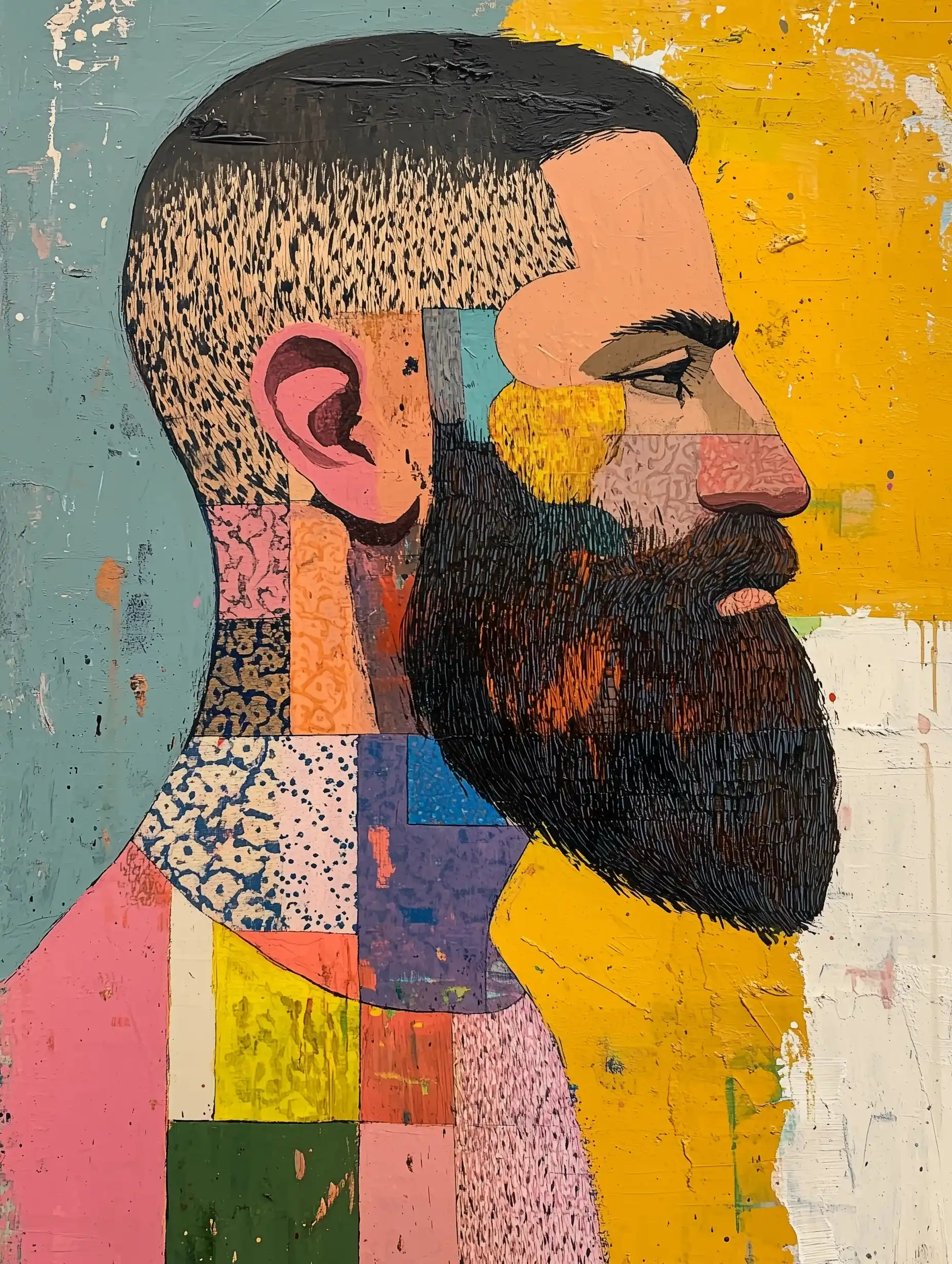Patterned Portrait in Gouache Midjourney 提示词生成效果