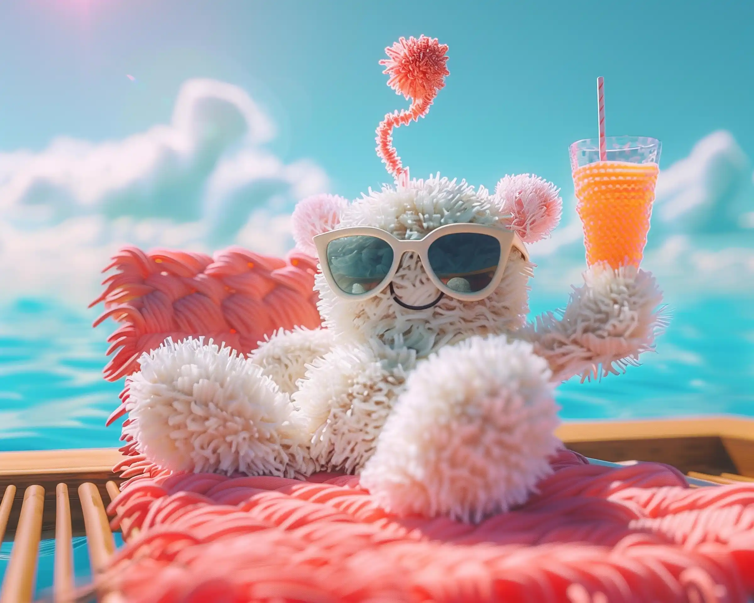 Yarn Creature by Water Midjourney提示词