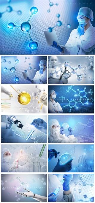 10款医疗生物科技分子基因链背景-2PSD格式202294