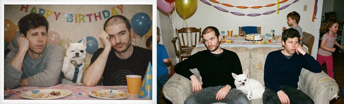 Bored Birthday Party: Men, Dog, and Vintage Celebration Nano Banana提示词