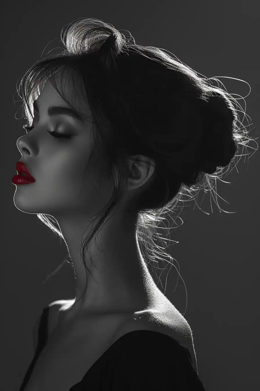Monochrome Lips Silhouette Midjourney提示词