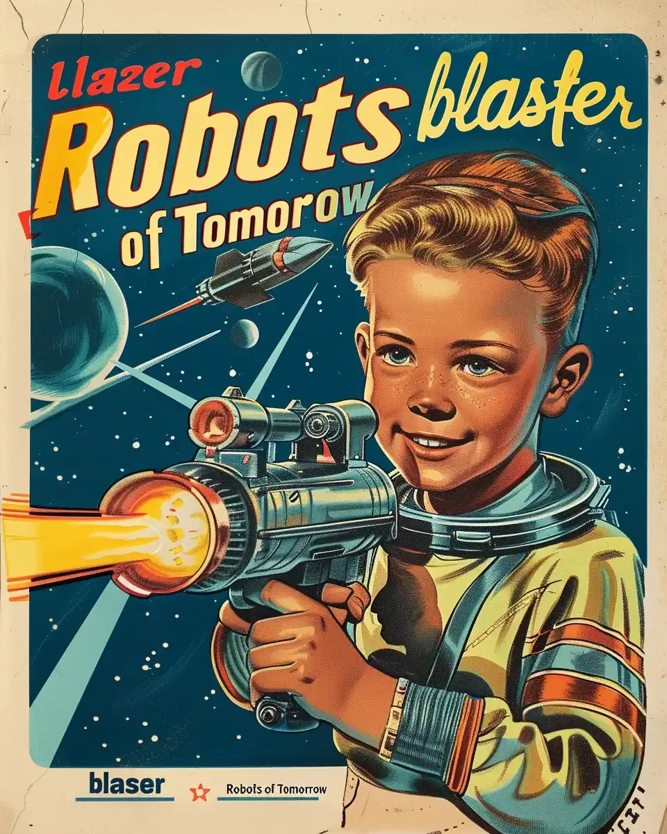 Retro Lazer Blaster Magazine Midjourney提示词