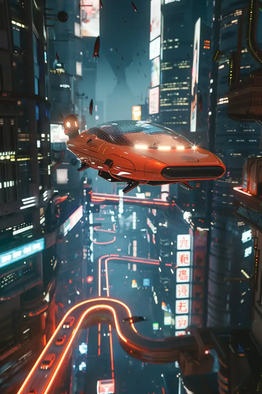 Cyber City Holographic Skyscrapers Midjourney提示词