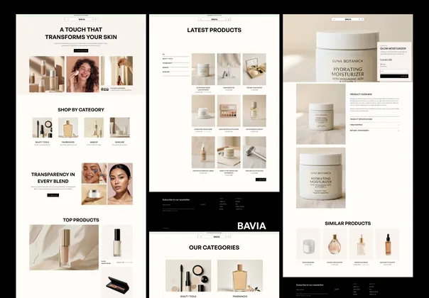 美妆护肤电商网站模板（Figma），Bavia - Beauty & Skincare E-Commerce Website Template