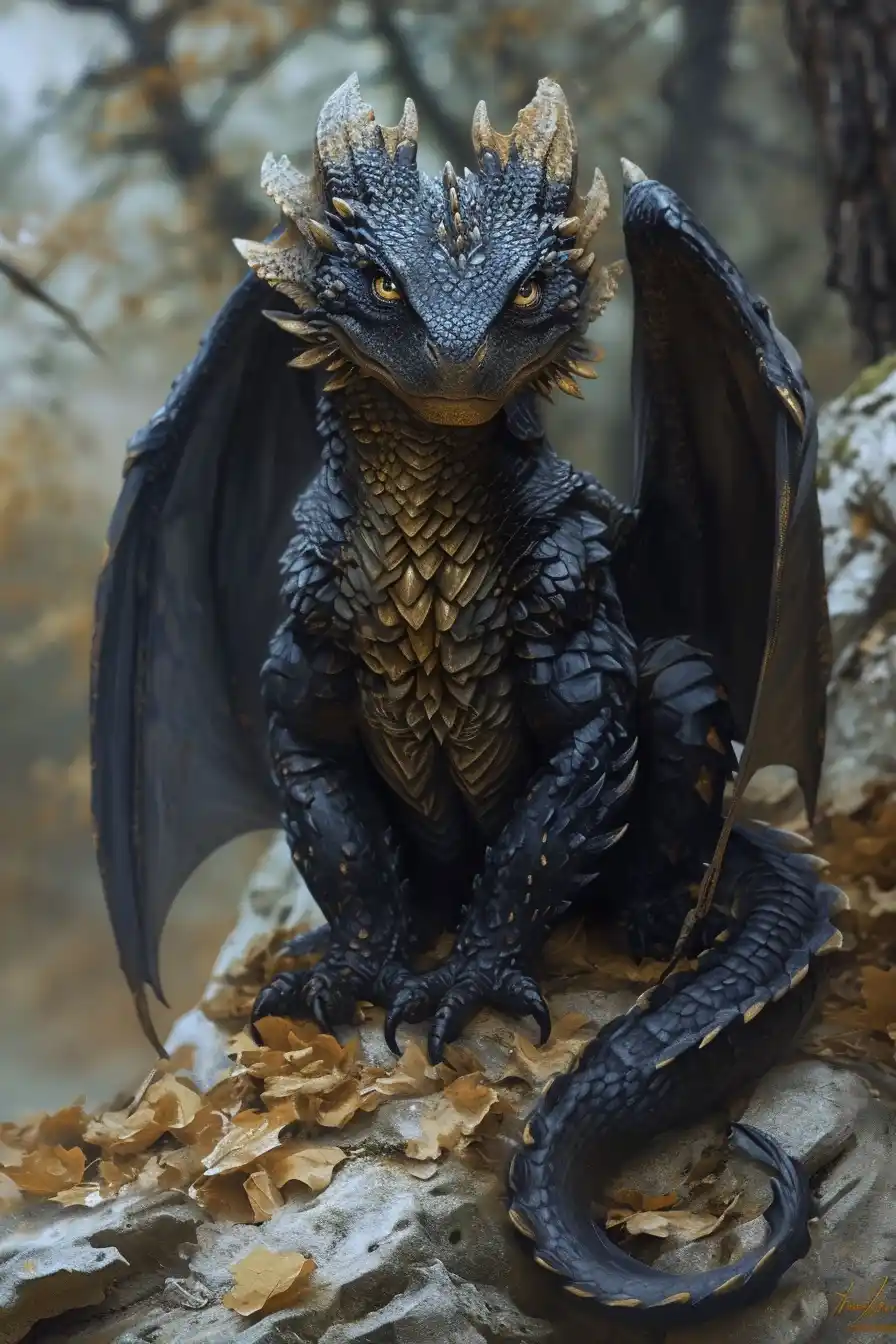 Stylized Dragon Pup Midjourney提示词