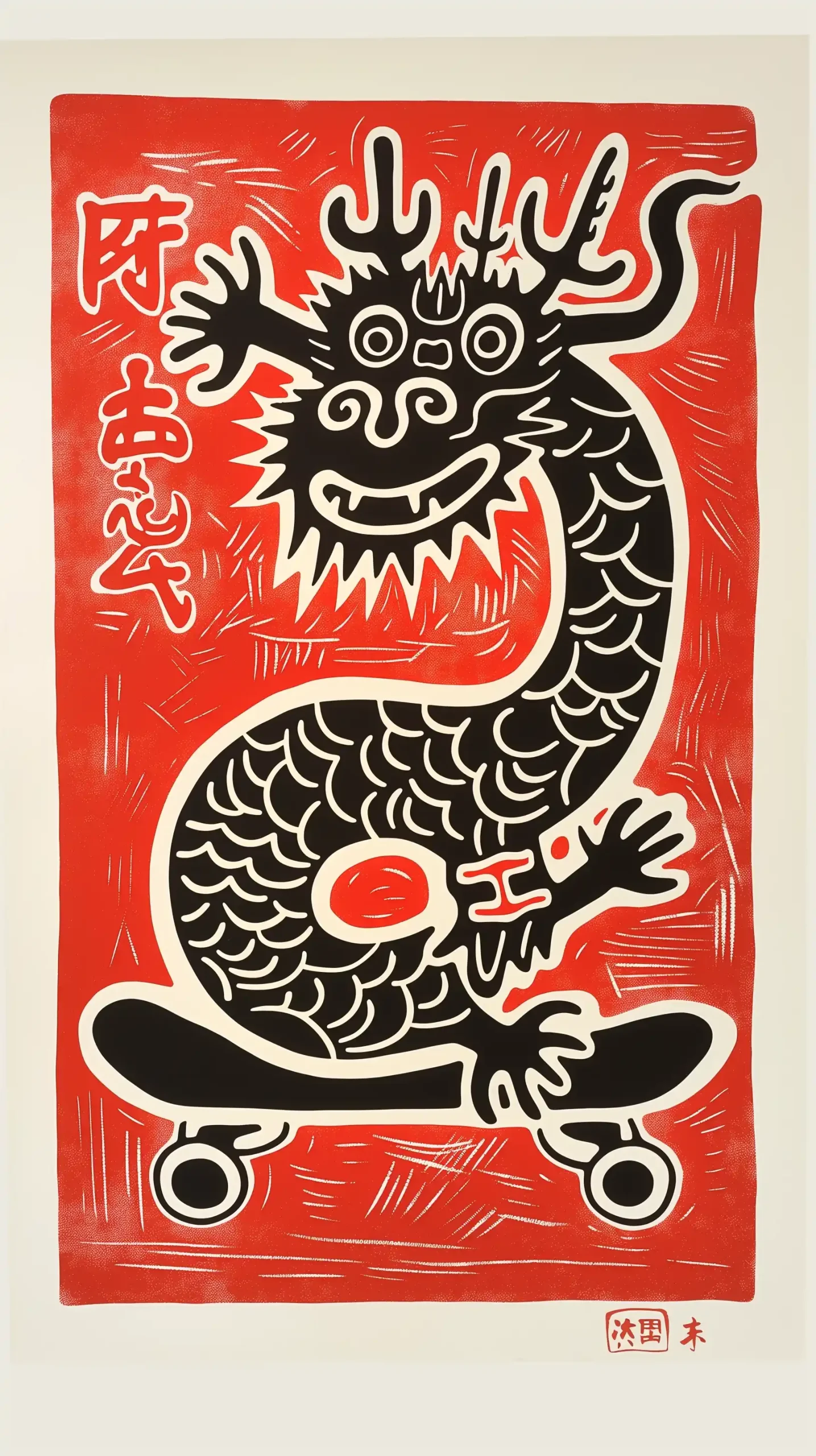 Keith Haring Style Dragon Midjourney提示词