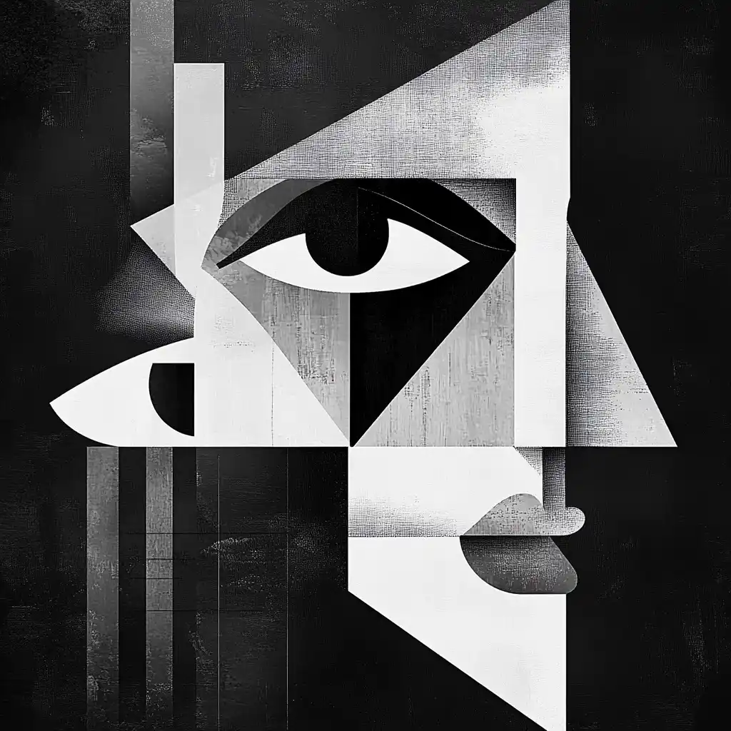 Geometric Minimalist Blind Eyes Midjourney提示词