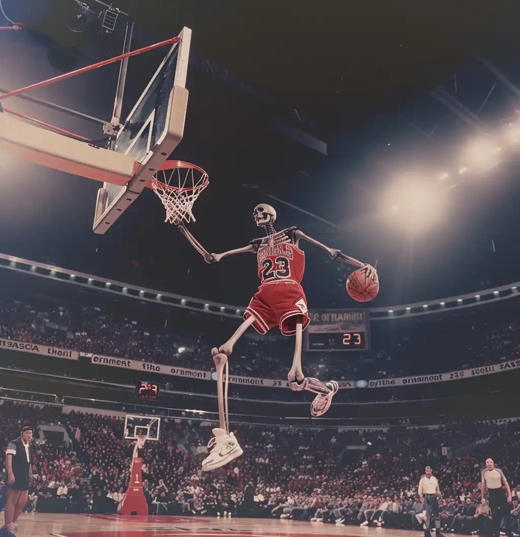 Iconic Dunk in Stadium Midjourney提示词