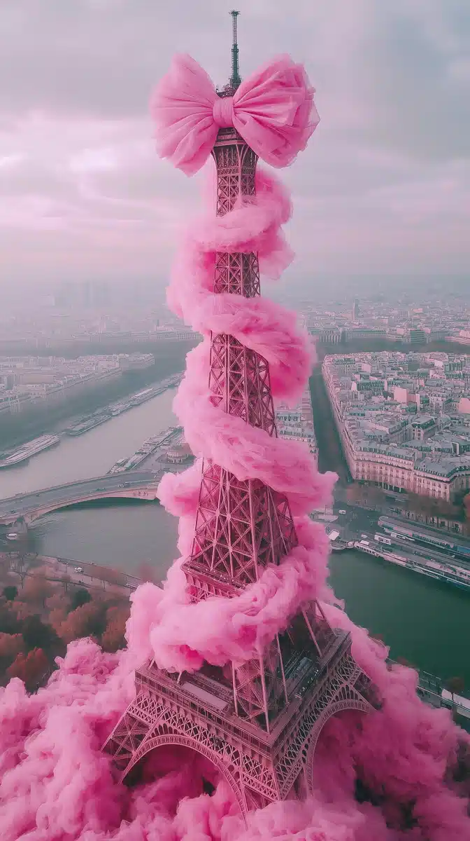Eiffel Tower with Organza Ribbons Midjourney提示词