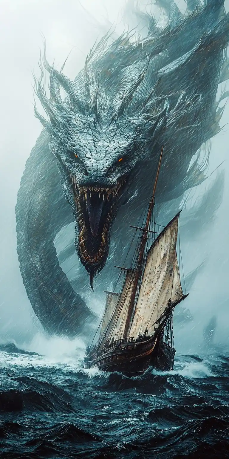 Realistic Sea Serpent Attack Midjourney提示词