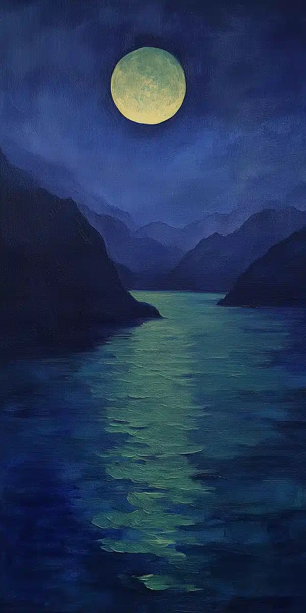 Eerie Moon Over Water Midjourney提示词