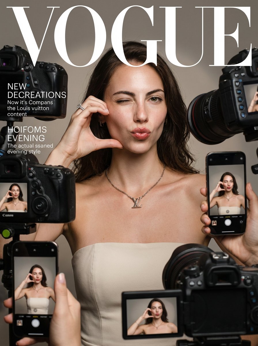 Vogue Fashion Model Photo Shoot with Louis Vuitton Nano Banana提示词