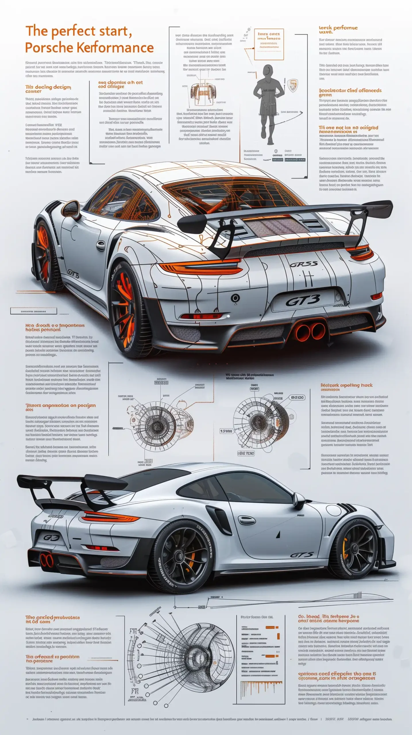 Porsche GT3 RS Blueprint Midjourney提示词