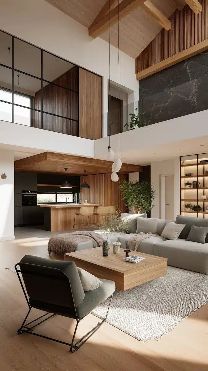 Modern Cozy Living Room Midjourney提示词