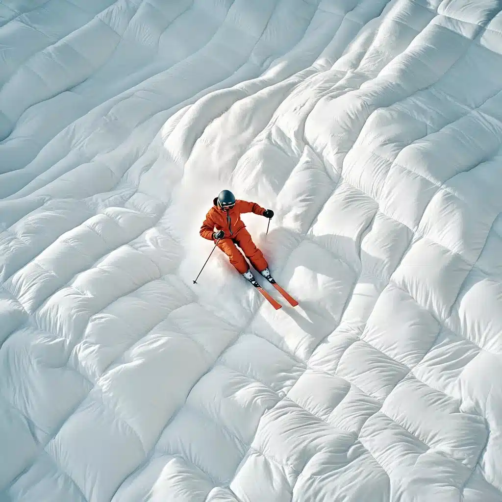 Surreal Skier on Comforter Midjourney提示词