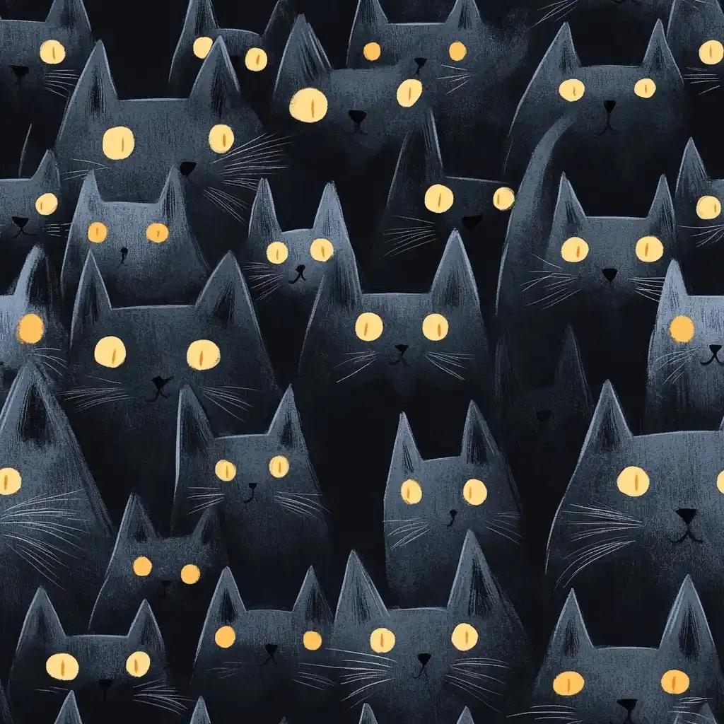 Minimal Cartoon Cats Midjourney提示词