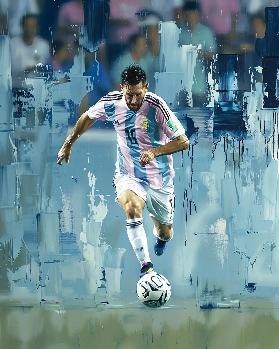 Abstract Messi Drips Midjourney提示词