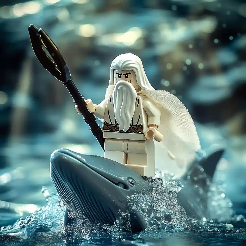 Lego Saruman on Whale Midjourney提示词