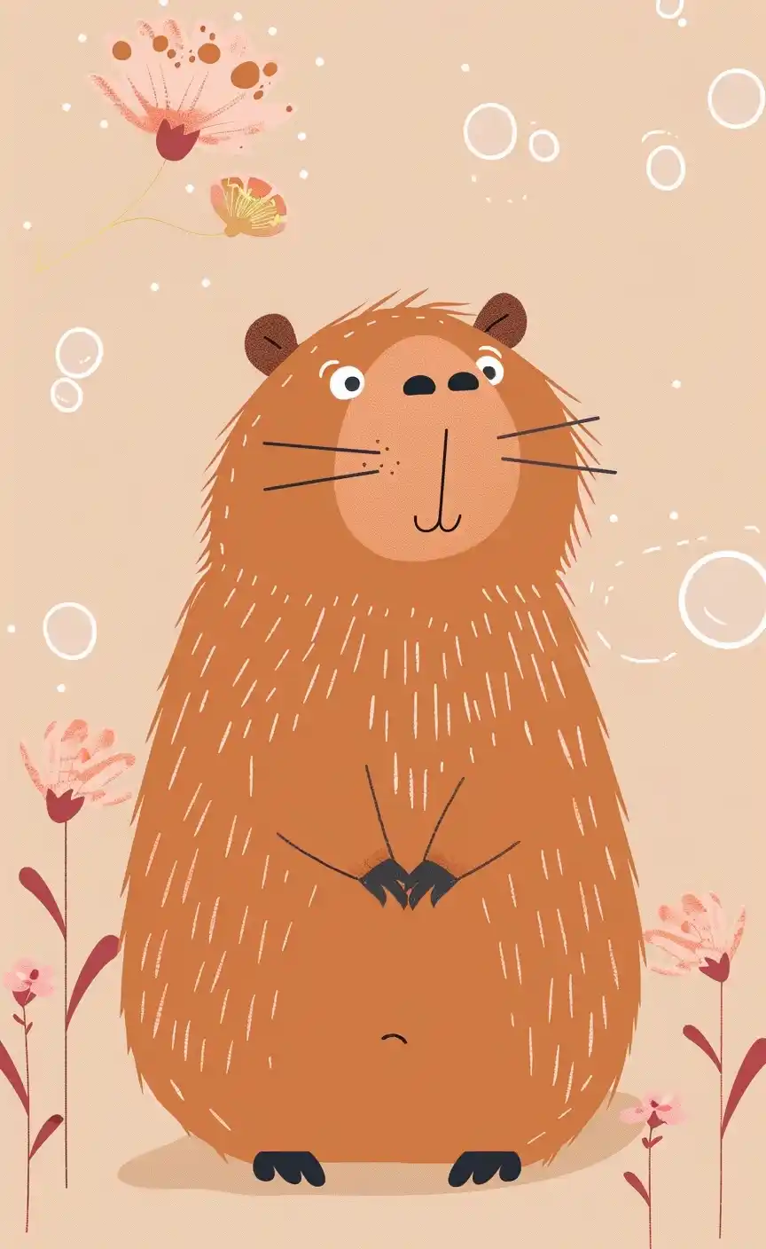 Cartoon Capybara Whimsical Charm Midjourney提示词