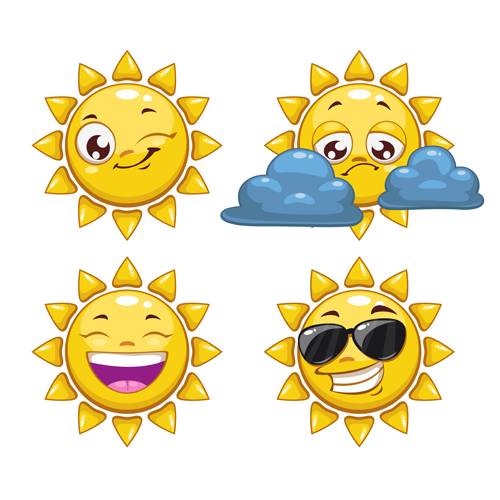 卡通笑脸太阳矢量