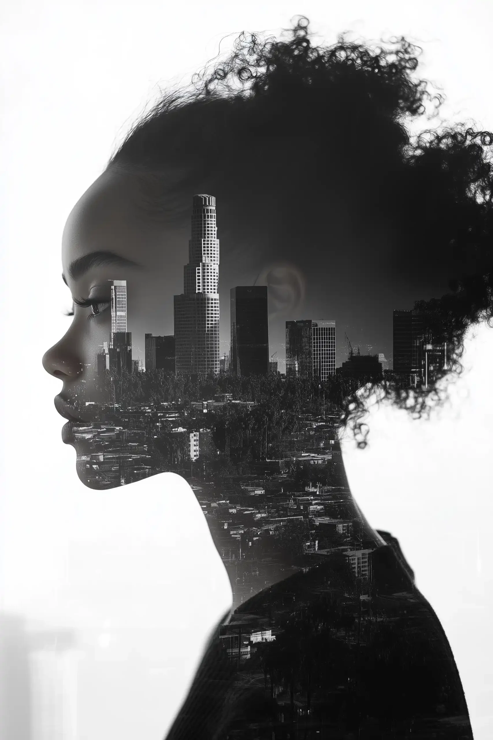 Double Exposure Woman Silhouette Midjourney提示词